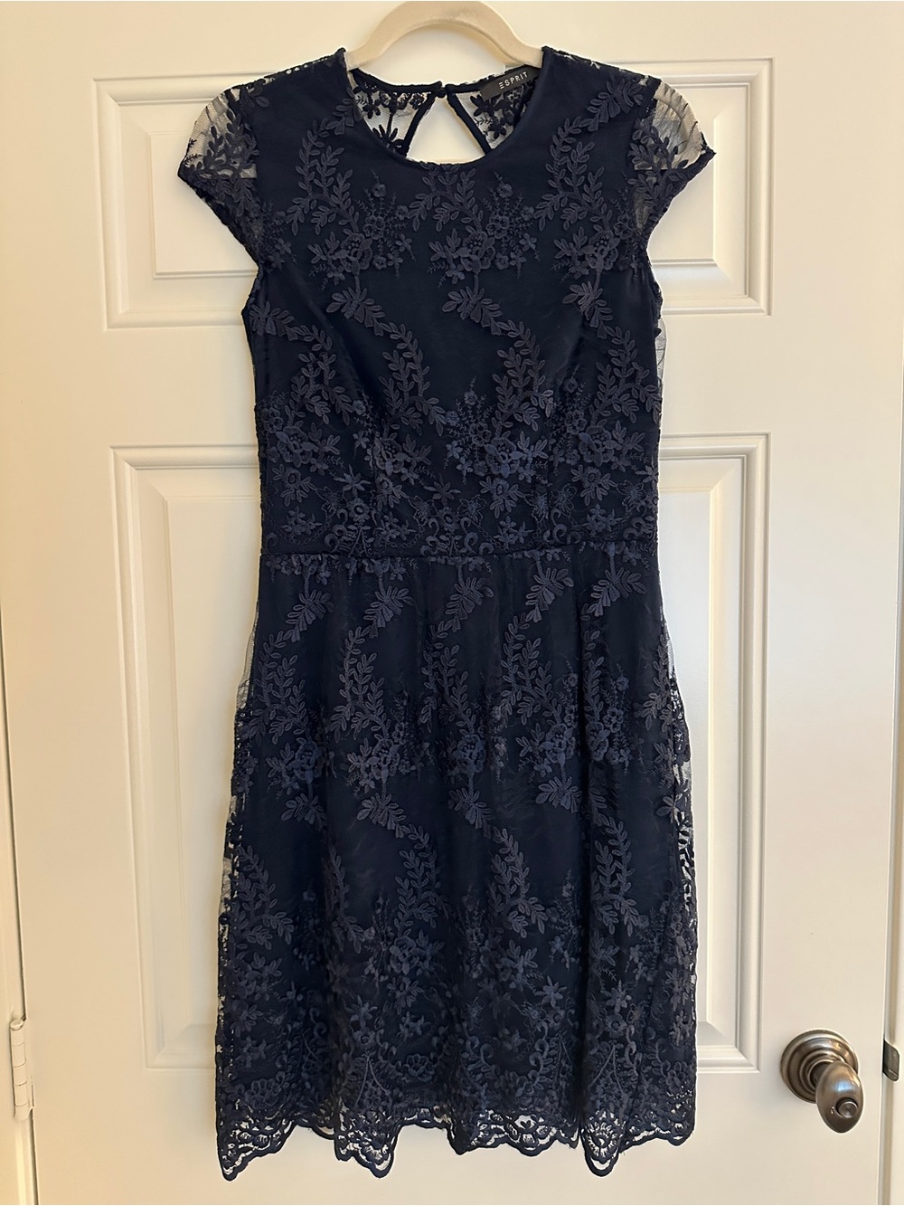 Esprit Navy Floral Lace Midi Dress